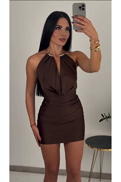 Miss MÜCEVHER YAKALI LİKRALI KUMAŞ MİNİ BOY ELBİSE