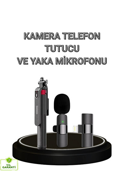 Epilons Vlog Ve Canlı Yayın İçin Çift Yaka Mikrofonu Ve Tripodlu Selfie Çubuğ...
