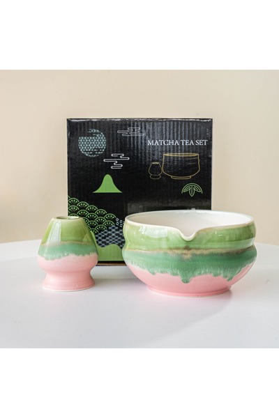 Generic Pink Green 2pcs Japanese Matcha Tea Set Indoor Beverage Shop Tea-maki...