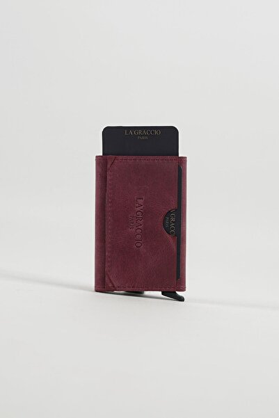 Store Sace Unisex Genuine Leather Mechanical Card Holder