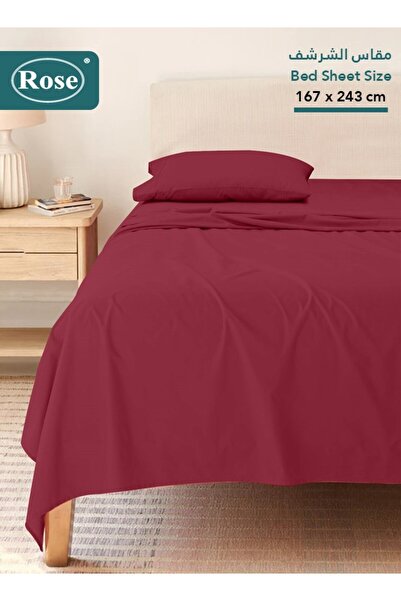Rose Plain Flat Bed Sheet & Pillowcase Set, High Quality Microfiber, Single T...