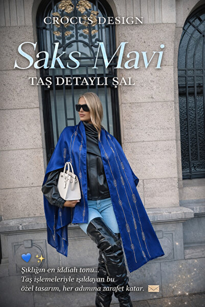 CROCUS DESIGN Evening Dress Stone Design Shawl Cobalt Blue