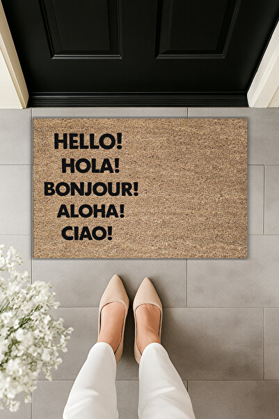 Dormot Modern Digital Printing Doormat - Multilingual Hello Written - Doormat...