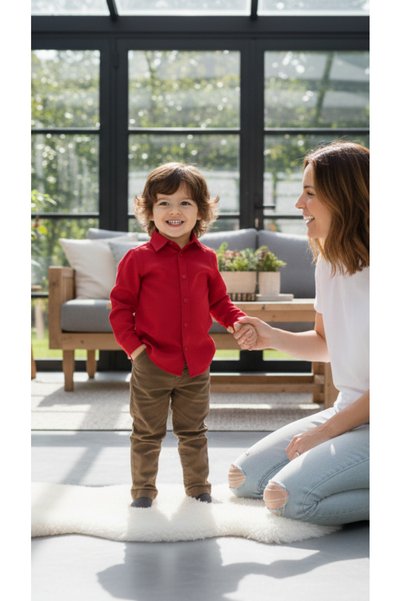 Momivi Kids Boy's Classic Solid Color Shirt