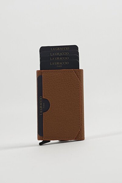 Store Sace Unisex Genuine Leather Mechanical Card Holder