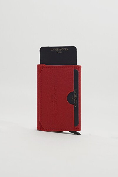 Store Sace Unisex Genuine Leather Mechanical Card Holder