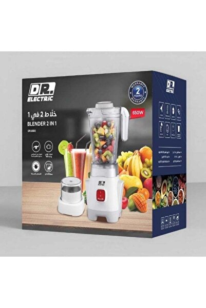DR.ELECTRIC خلاط كهربائي 2 في 1 من دكتور إلكتريك، 650 واط، 1.25 لتر، سرعتان م...