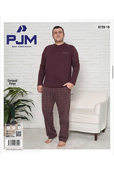 PJM Men's Battal Compact Combed Cotton Three Button Pocket Long Sleeve Pajama...