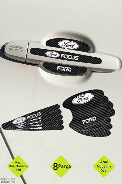 Kocamın Tasarımı Ford Focus Karbon Kapı Kolu Koruma Seti – 8 Parça Beyaz Yazı...