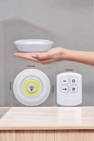 Epilons Led Lamba 3'lü Uzaktan Kumandalı Yapışkanlı Beyaz Işık