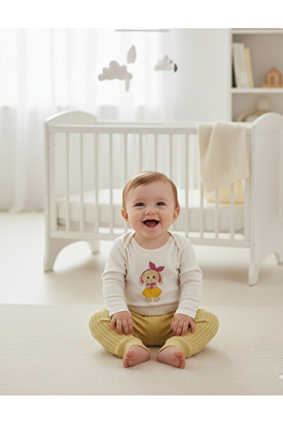 Nimini Kids 100% Cotton Snap Fastener Baby Bodysuit and Soft Knit Tights Unis...