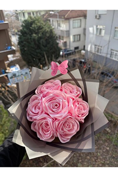 BUKET DÜNYASI 7 li Solmayan Gül Buketi PEMBE GÜL DIŞI SİYAH