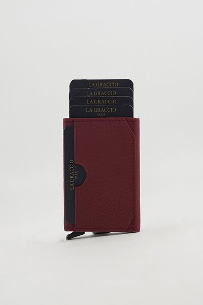 Store Sace Unisex Genuine Leather Mechanical Card Holder