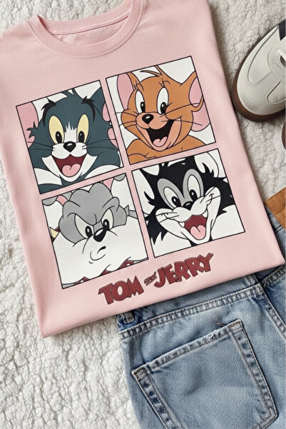 New Shine تي شيرت مطبوع عليه توم وجيري للجنسين