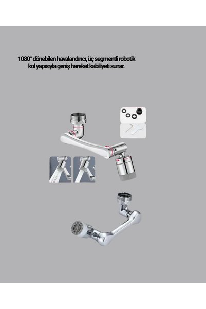OEM Three-Segment 1080 Degree Faucet Horse Flexible Rotating Aerator Practical Use