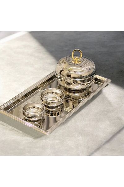 aljahwari Date serving set, gold nickel finish, medium size 15cm