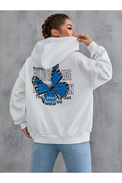 my feminen هوديي للجنسين بتصميم بسيط مطبوع بغطاء رأس جيب قصة فضفاضة سويت شيرت...