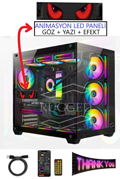 RUGGED لوحة رسوم متحركة LED لأجهزة الكمبيوتر الشخصية مقاس 17.3 × 7 سم شاشة RG...