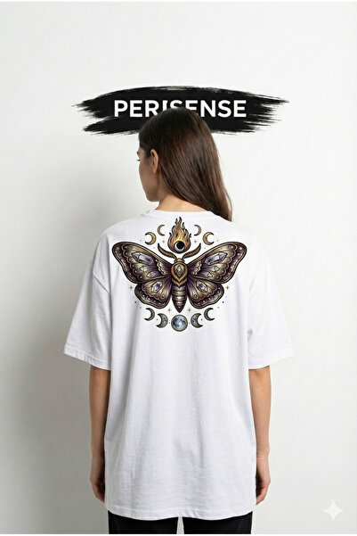 PERISENSE Tricou oversize unisex din bumbac pieptănat premium, cu imprimeu Mo...