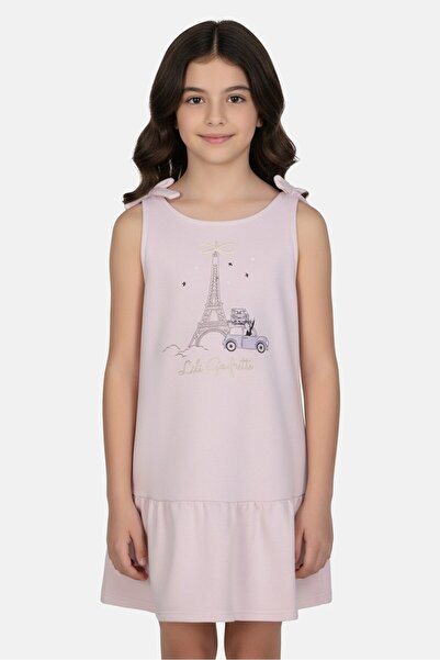 Lili Gaufrette فستان بناتي بدون أكمام مطبوع عليه رسومات، لون الخزامى