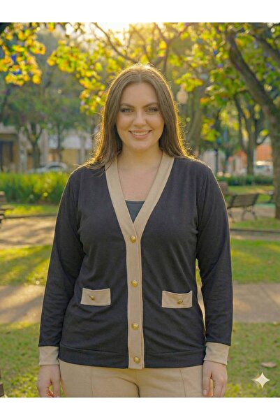 TUSSE Elegant Women's V-Neck Viscose Double Color Piped Epaulette Buttoned La...