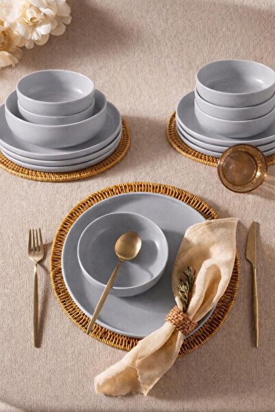 KÜTAHYAMUTFAK Mastercheff 4-Person Dinner Set Gray Without Stamp 16 Pieces