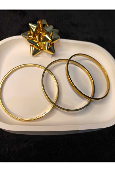 POFUDUK 3'lü Set Kadın Gold Renk Lüks Ajda Model Bilezik - Kararmaz Xuping Ta...