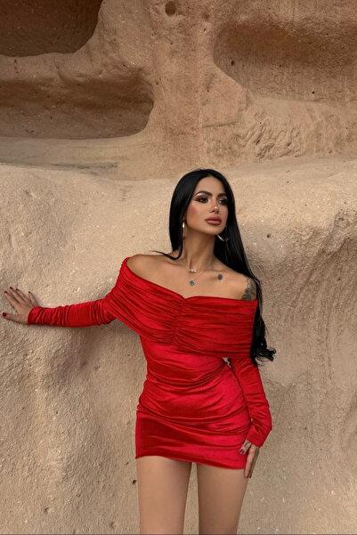 Love Fab Madonna Collar Basic Velvet Mini Dress