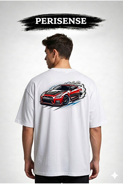 PERISENSE Unisex Cosmic Nissan Printed Premium Combed Cotton Oversized T-Shirt