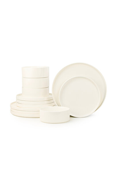 Cuisine Art ADA 12-Piece Stoneware Dinner Set (4N 28cm Dinner Plates, 21cm De...