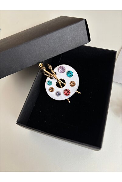 Minia Ressam Palet Figürlü Renkli Broş Yaka İğnesi Resim Hediyesi