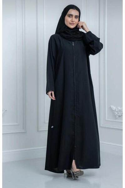 New Fashion عباية نسائية من , قماش ندى برو سادة سحاب