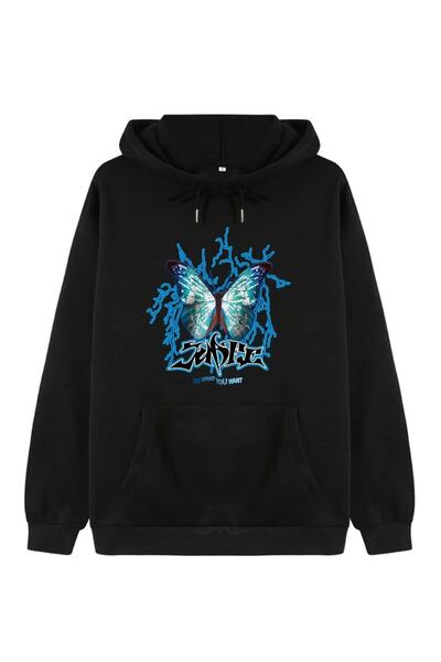 my feminen هوديي للجنسين بتصميم بسيط مطبوع بغطاء رأس جيب قصة فضفاضة سويت شيرت...