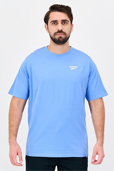 Reebok تي شيرت رياضي رجالي بأكمام قصيرة للتدريب، أزرق