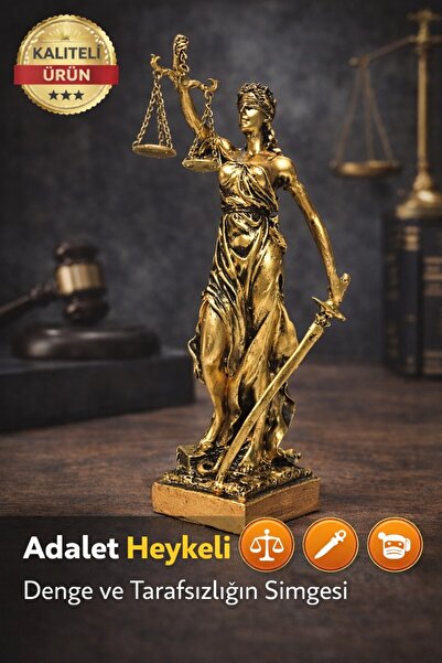 TeknoEser Adalet Heykeli – Terazili Lady Justice Dekoratif Masa ve Ofis Biblosu