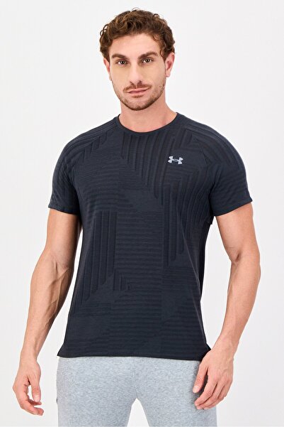 Under Armour تيشيرت رياضي رجالي بأكمام قصيرة وقصة ضيقة، رمادي