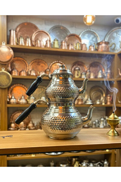 SUFİ TESBİH VE ESANS El İşlemesi Bakır Çaydanlık Takımı - Antik Eskitme İşlem...