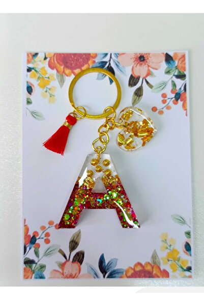 demirbasavm Handmade Letter a Epoxy Keychain