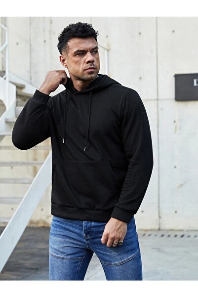 my feminen هوديي للجنسين بتصميم بسيط مطبوع بغطاء رأس جيب قصة فضفاضة سويت شيرت...