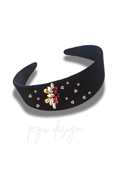 pegu baby collection Arili Velvet Crystal Glass Stone Special Design Wide Crown
