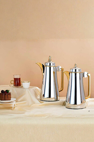 Generic 1-liter tea and coffee thermos set with a royal design