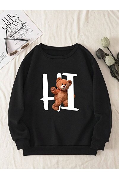 my feminen هوديي للجنسين بتصميم بسيط مطبوع بغطاء رأس جيب قصة فضفاضة سويت شيرت...