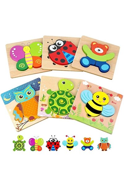 Generic Eotia 6Pcs Wooden Animal Jigsaw Puzzles for Toddlers