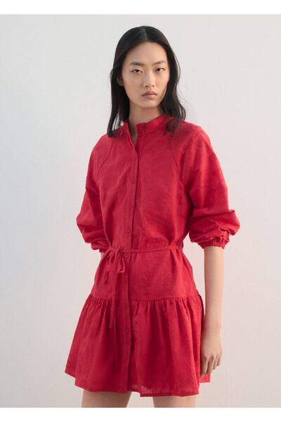 MANGO Woman İşlemeli gömlek elbise