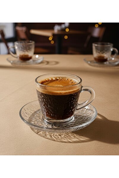 Afaq طقم فناجيل قهوة تركية تصميم حديث 6 فناجيل مع 6 صحون