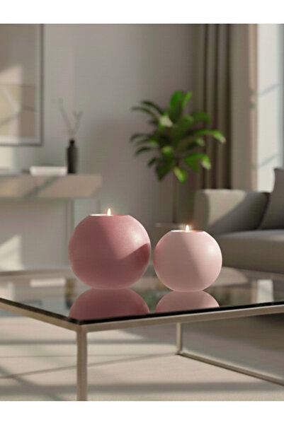 LUNİVAA HOME Dekoratif Küre Şekline 2li Renkli Büyük ve Küçük Mumluk Ev, Ofis...