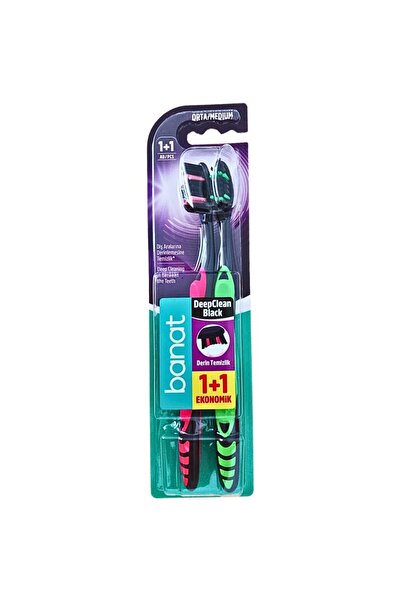 Banat Set of 4 Banat Toothbrushes, Deep Clean Black Medium