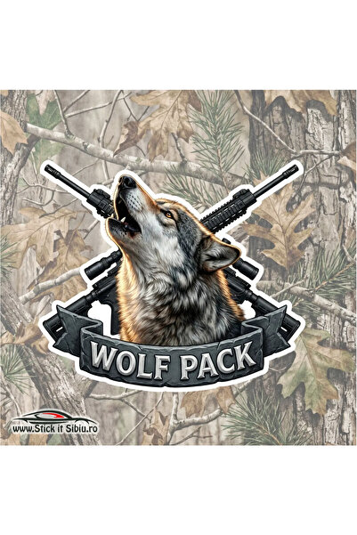 StickITsibiu Wolf Car Sticker – Camo & Guns 10x10 | Premium Quality