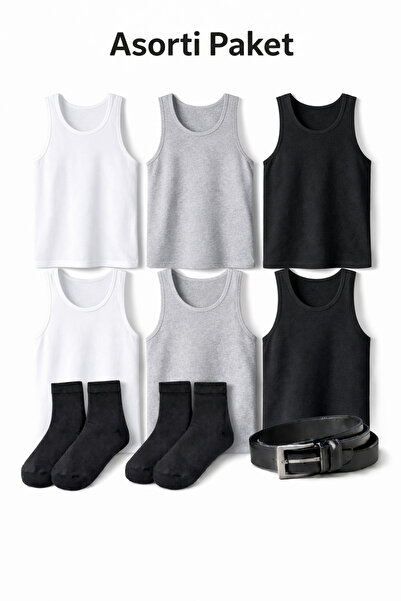 QULAT Men's Plain Combed Cotton Undershirt 6-Pack (Black-White-Grey) |   2 Pa...