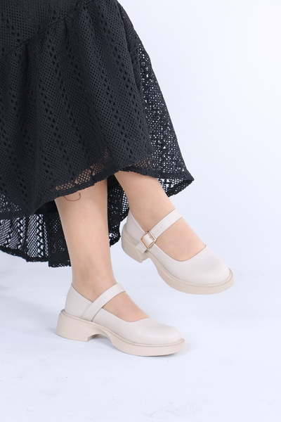 Mary Jane Kadın Ayakkabı Loafer Ten Cilt